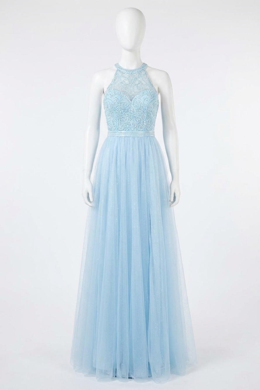 NEW SHERRI HILL beaded bodice prom dress in light blue